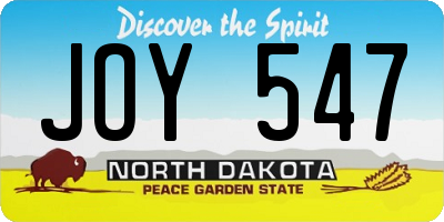 ND license plate JOY547