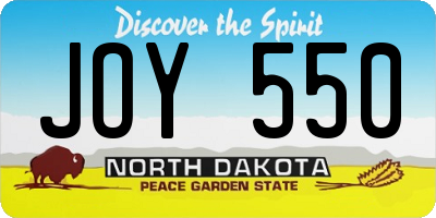 ND license plate JOY550