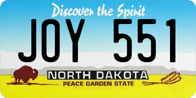 ND license plate JOY551