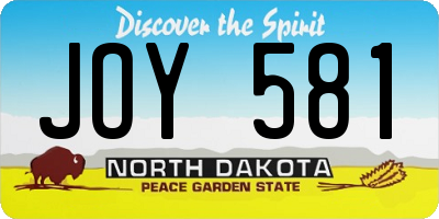 ND license plate JOY581