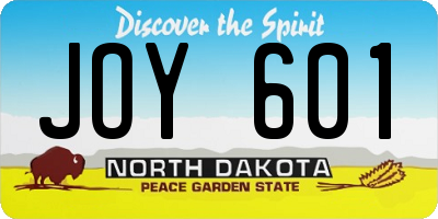 ND license plate JOY601