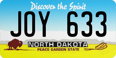 ND license plate JOY633