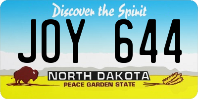 ND license plate JOY644