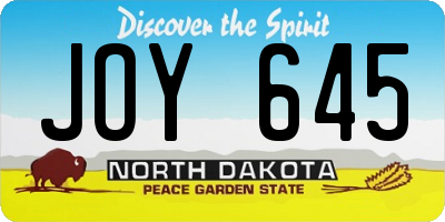ND license plate JOY645