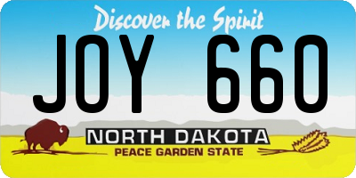 ND license plate JOY660
