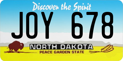 ND license plate JOY678