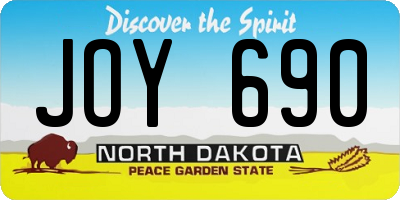 ND license plate JOY690