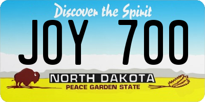 ND license plate JOY700