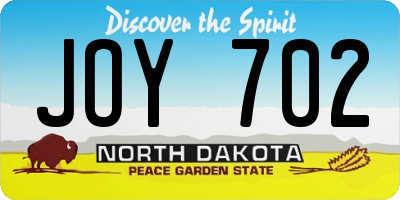 ND license plate JOY702