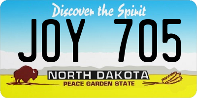 ND license plate JOY705