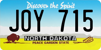 ND license plate JOY715