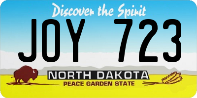 ND license plate JOY723