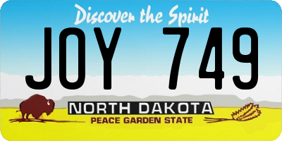 ND license plate JOY749