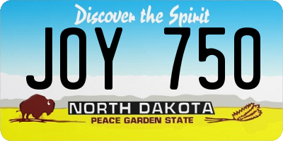 ND license plate JOY750