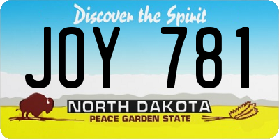 ND license plate JOY781