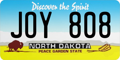 ND license plate JOY808