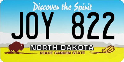 ND license plate JOY822