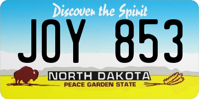 ND license plate JOY853