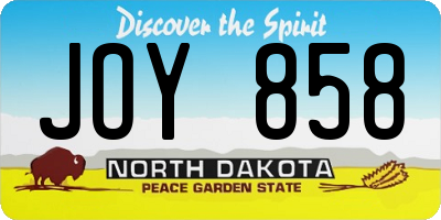ND license plate JOY858