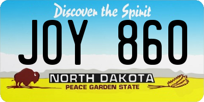 ND license plate JOY860