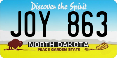 ND license plate JOY863