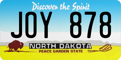 ND license plate JOY878