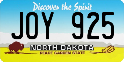 ND license plate JOY925