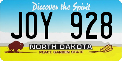 ND license plate JOY928