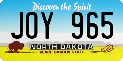 ND license plate JOY965