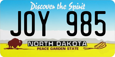 ND license plate JOY985