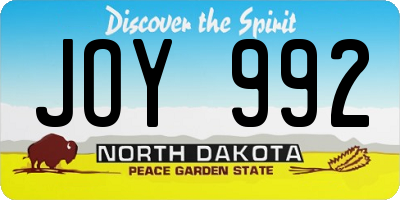 ND license plate JOY992