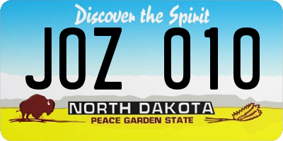 ND license plate JOZ010