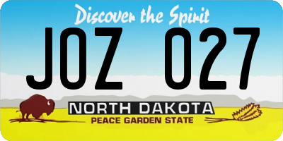 ND license plate JOZ027