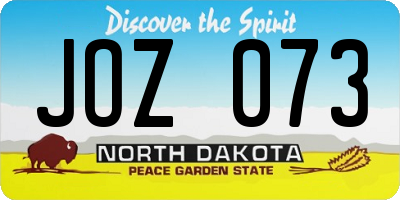 ND license plate JOZ073