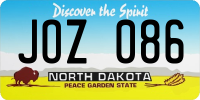 ND license plate JOZ086