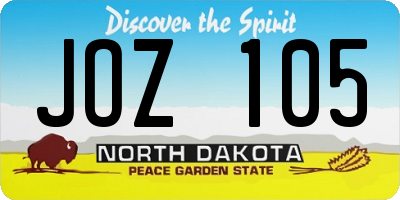 ND license plate JOZ105