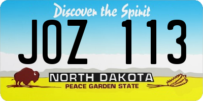 ND license plate JOZ113