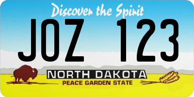 ND license plate JOZ123