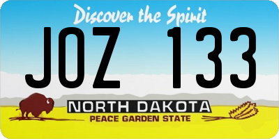 ND license plate JOZ133