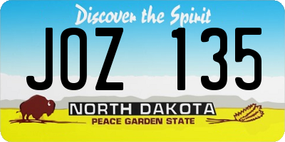 ND license plate JOZ135