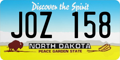 ND license plate JOZ158