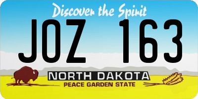 ND license plate JOZ163