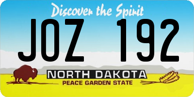 ND license plate JOZ192