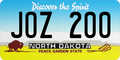 ND license plate JOZ200