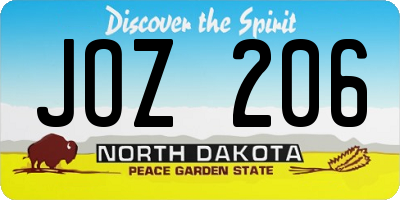 ND license plate JOZ206