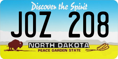 ND license plate JOZ208