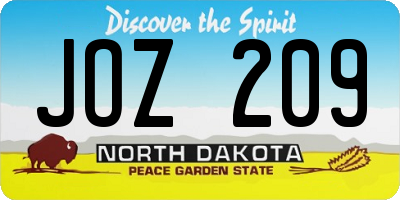 ND license plate JOZ209