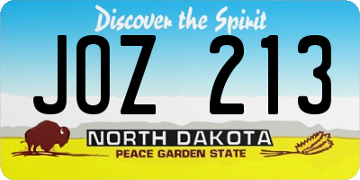 ND license plate JOZ213
