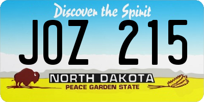 ND license plate JOZ215
