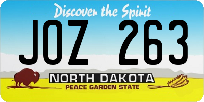 ND license plate JOZ263